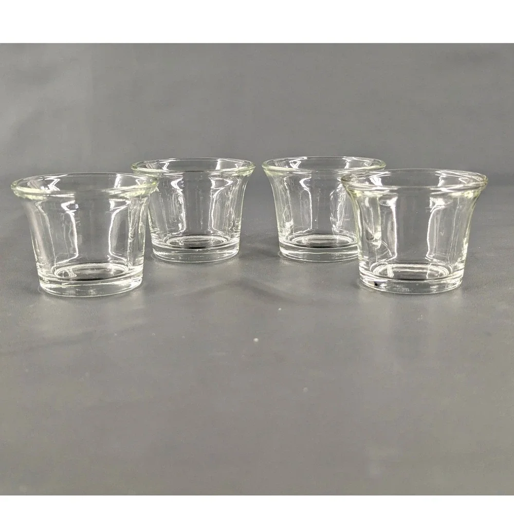Set of 4 Clear Glass Votive Candle Holders 2 Inch Flared Rim Condiment Cups